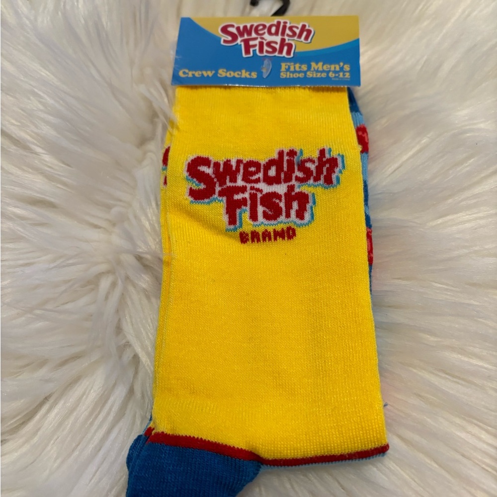Swedish fish theme crew socks candy treats new with tags